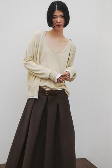 DOUBLE LAYER KNIT CARDIGAN - Sand by Zara