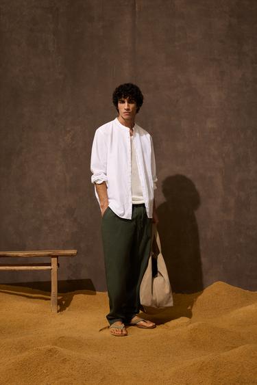 CAMISA LINO - ALGODÓN - Blanco de Zara - Imagen 0