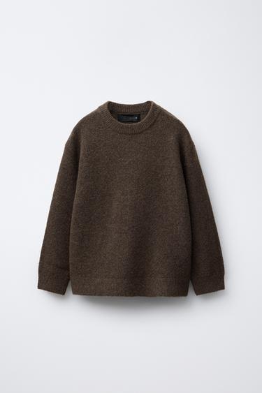Zara SOFT WOOL KNIT SWEATER - Brown