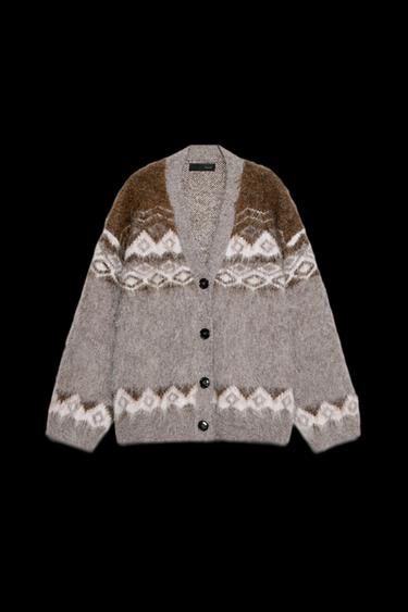 JACQUARD-STRICKJACKE MIT GEBÜRSTETEM EFFEKT - Bunt von Zara