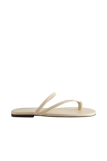 FLAT LEATHER SANDALS - Beige by Zara