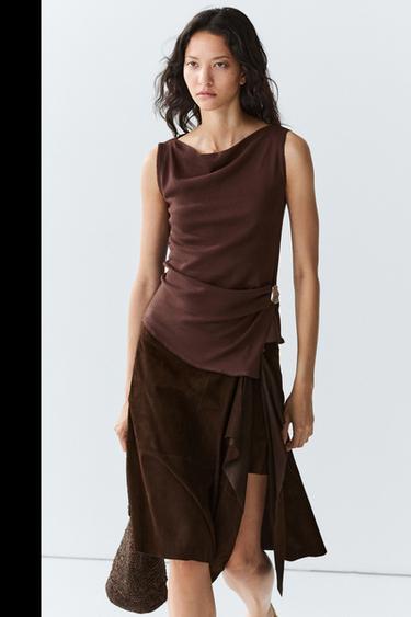 Zara 100% cotton knit top - Eggplant