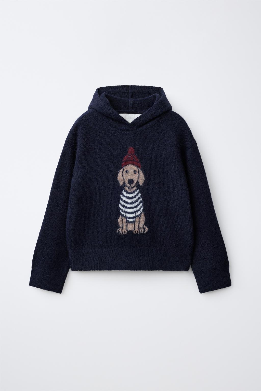 DOG PRINT HOODED JUMPER
