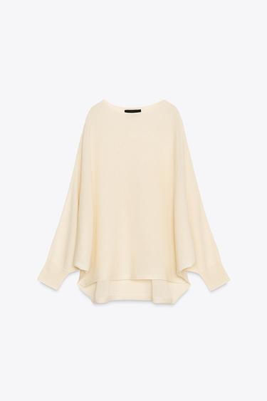 PLAIN KNIT SWEATER - Ecru by Zara - Image 3