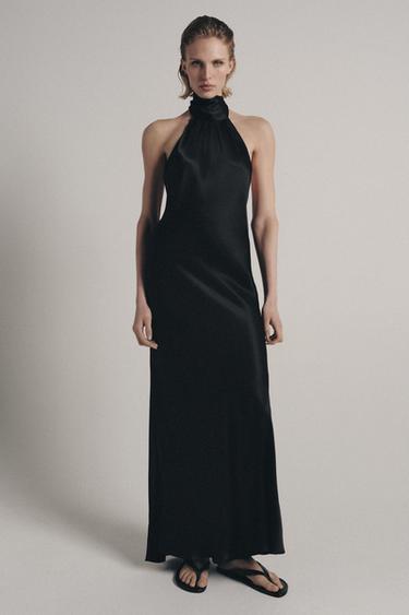 FUSTAN HALTER SATENI ZW COLLECTION - E zezë nga Zara