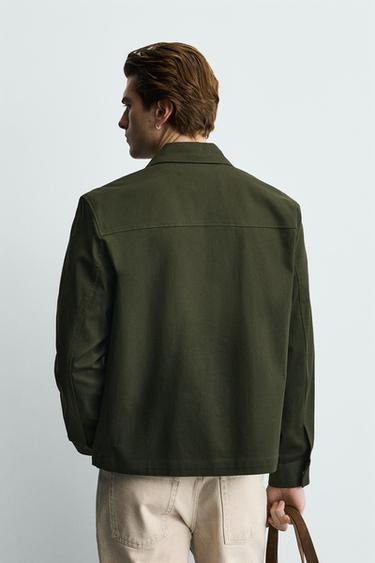 REGULAR FIT OVERSHIRT WITH POCKETS - Khaki by Zara - Image 2