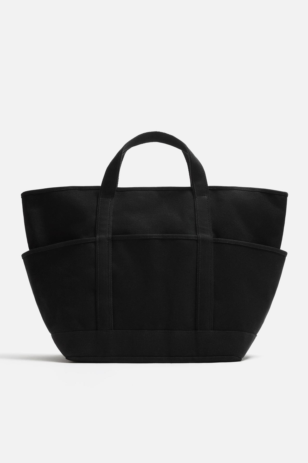 Zara XL FABRIC TOTE BAG - Black