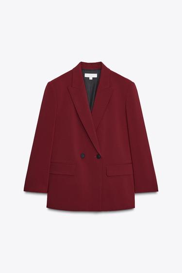 OVERSIZE DOUBLE-BREASTED BLAZER - Burgundy by Zara