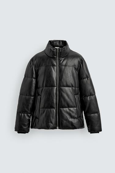 VESTE REMBOURRÉE EN MATIÈRE SYNTHÉTIQUE - Noir de Zara