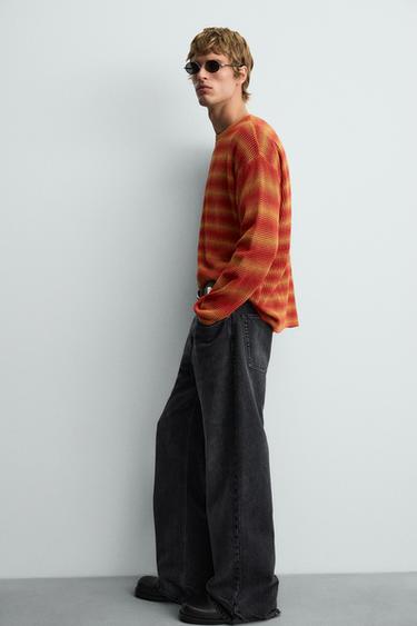 PULL AJOURÉ À RAYURES - Orange de Zara - Image 6