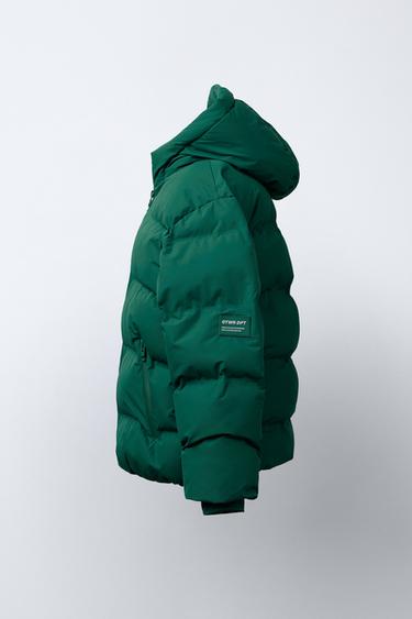 WATER-REPELLENT PUFFER COAT WITH LABEL - Green by Zara - Image 1