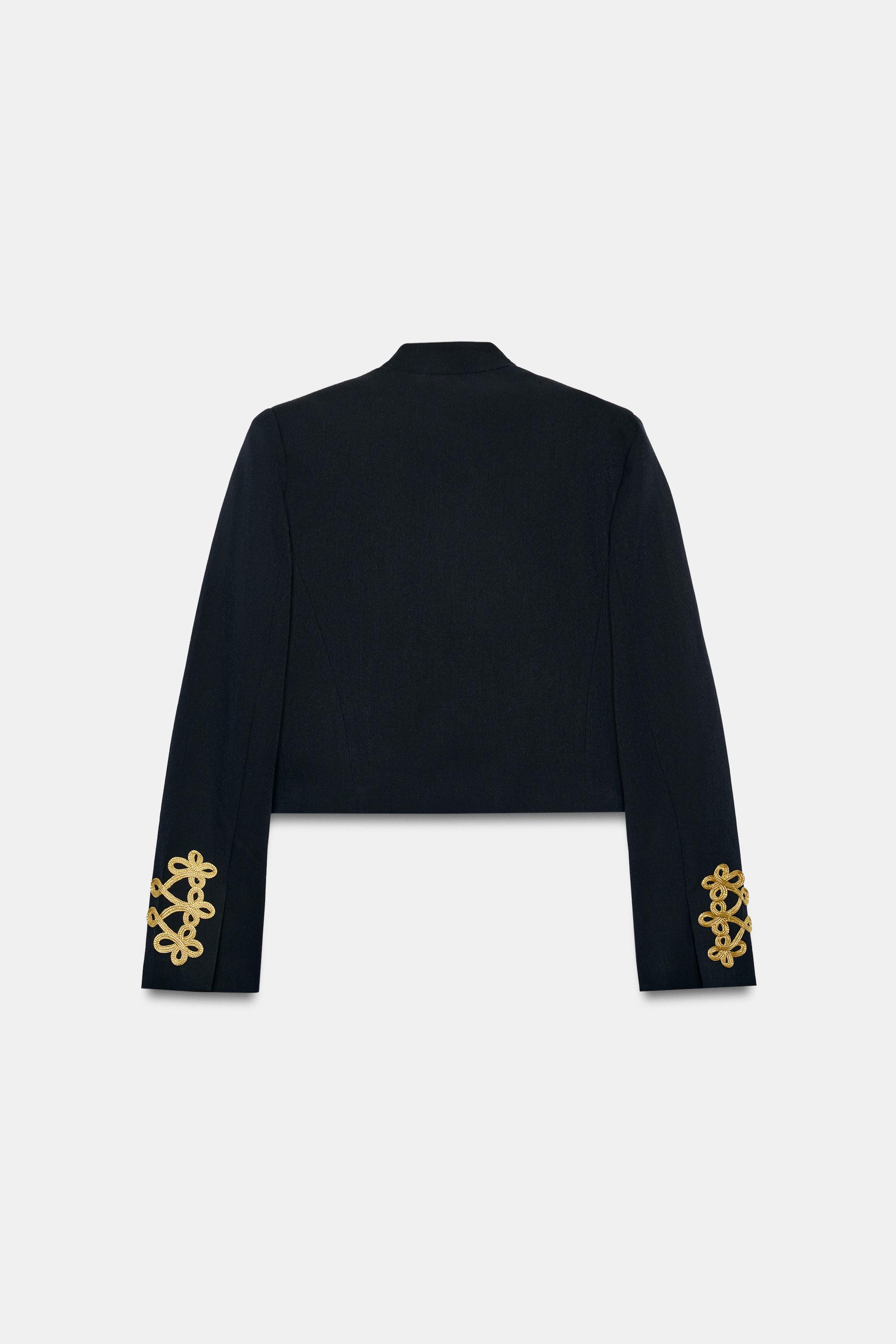 Zara Süslü Düğmeli Crop Blazer görsel 7