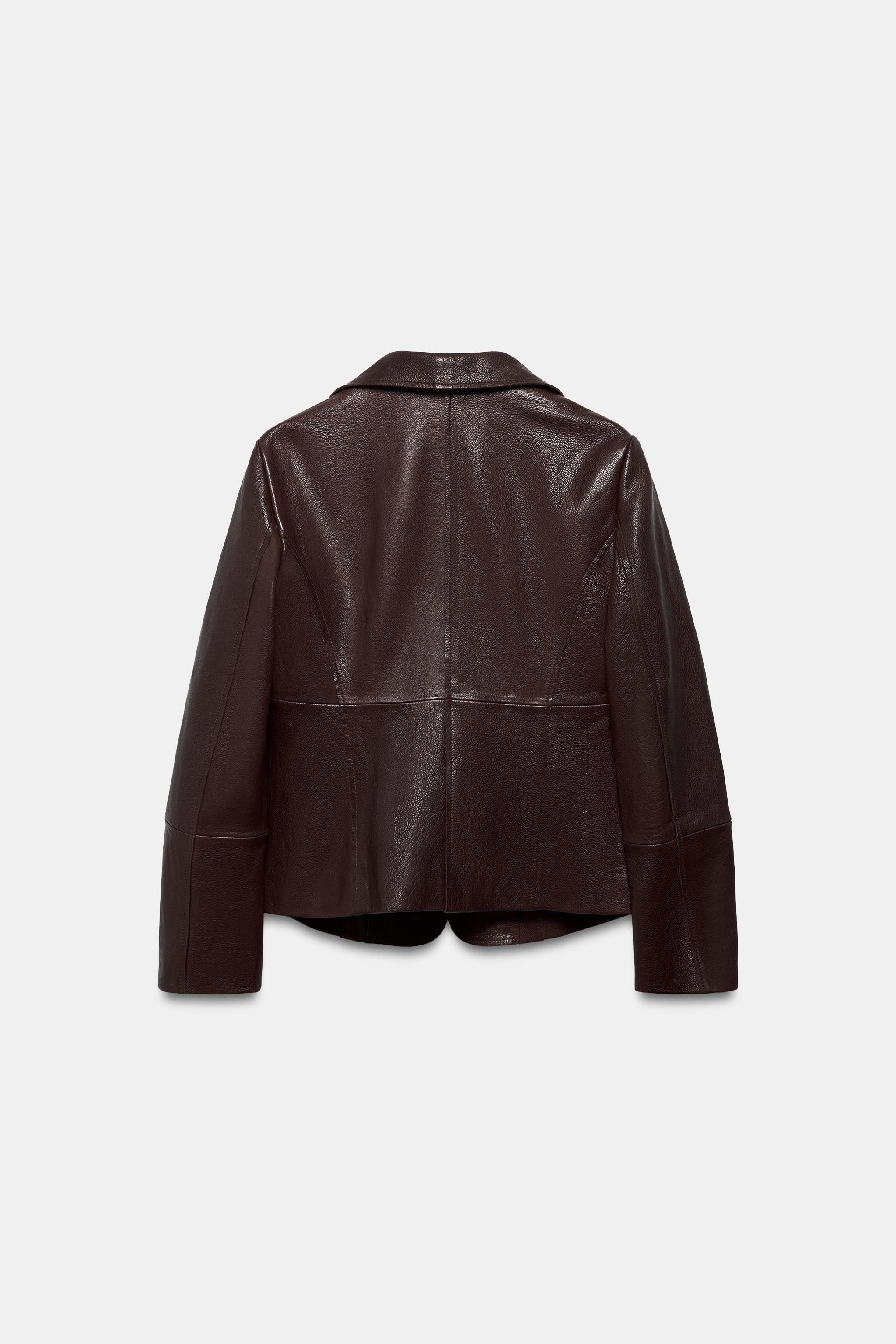 ZARA LIMITED EDITION レザースーツトラウザーズ ブラウン ZW COLLECTION LIMITED EDITION LEATHER TAILORED BLAZER - Brown