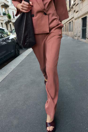 PANTALÓN RECTO CINTURA ELÁSTICA - MARSALA de Zara