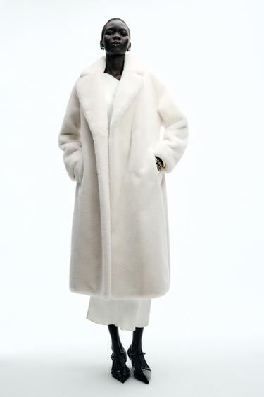 BELTED FAUX FUR COAT ZW COLLECTION - Ecru by Zara - Image 0