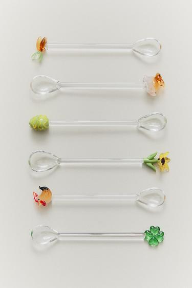 PACK OF EASTER GLASS DESSERT SPOONS (PACK OF 6) - Green by Zara