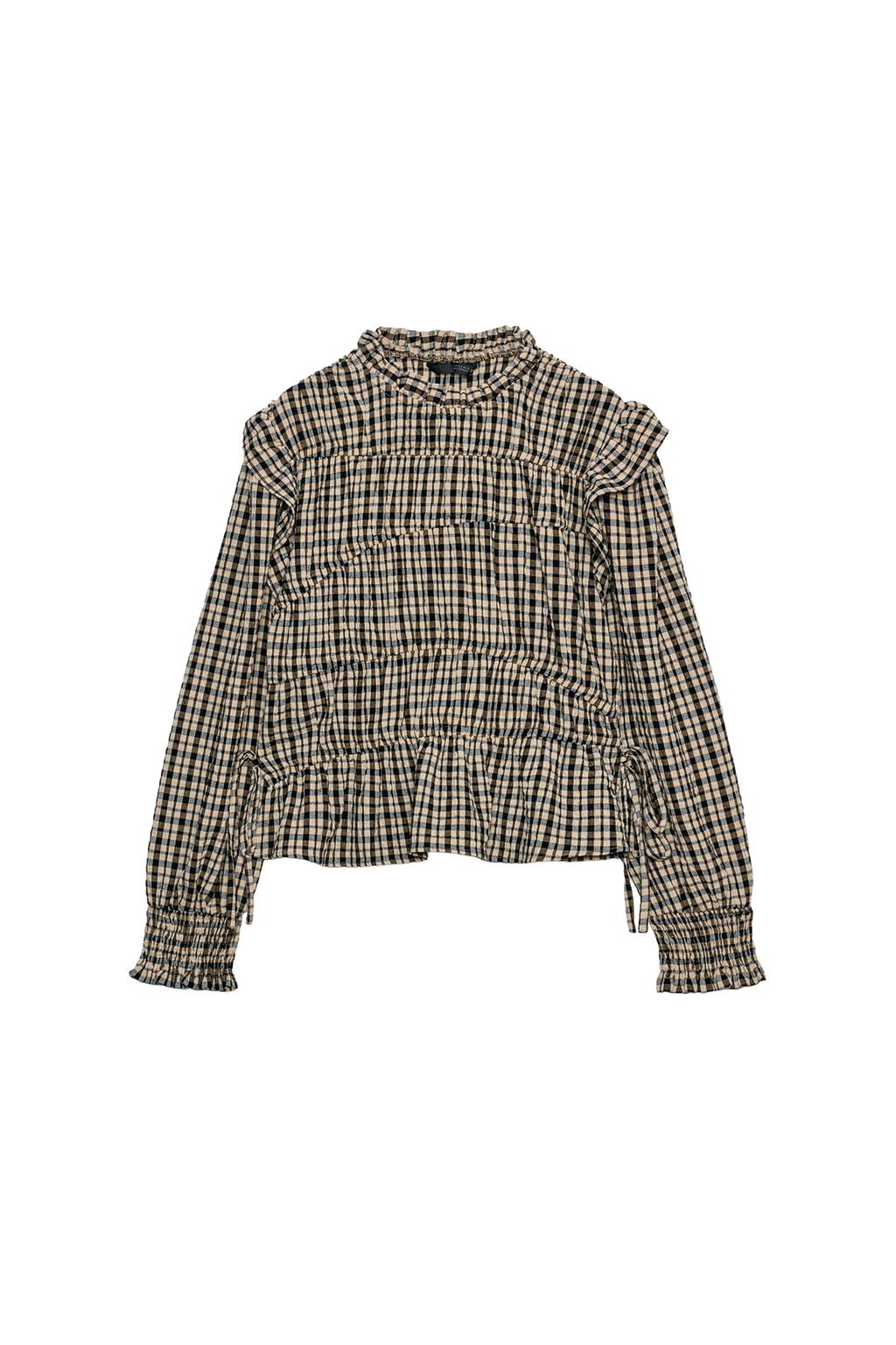 CHECK BLOUSE WITH RUFFLES