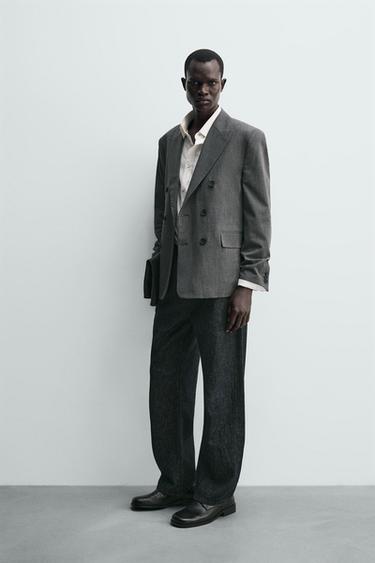 BLAZER CROISÉ AVEC LAINE - Gris chiné de Zara - Image 3