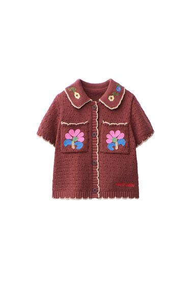 POLO PUNTO FLORES BORDADAS SISSEL EDELBO X ZARA KIDS - Marrón de Zara