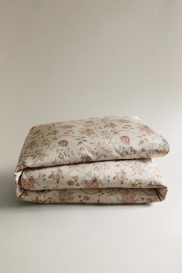 FLORAL SATEEN DUVET COVER (300 THREAD COUNT) - Ecru by Zara - Image 4