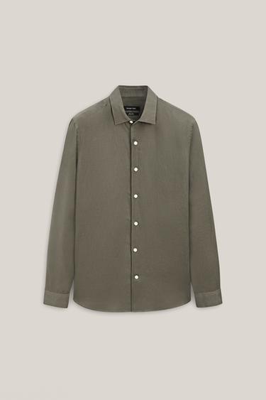 Zara Extra-fine 100% linen shirt - LIMITED EDITION - Green