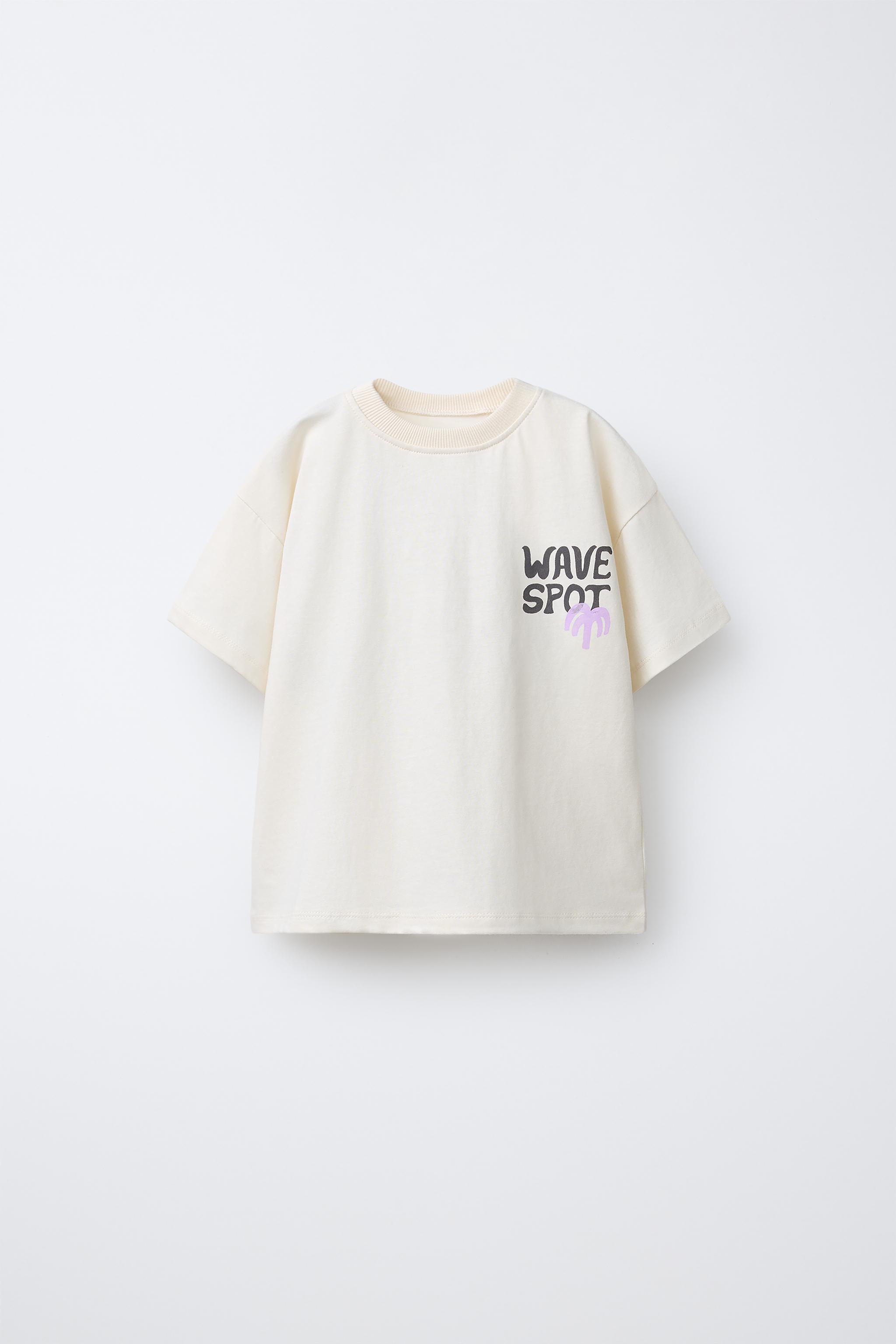 PALM TREE AND SUN PRINT T-SHIRT - Mid-ecru | ZARA United States