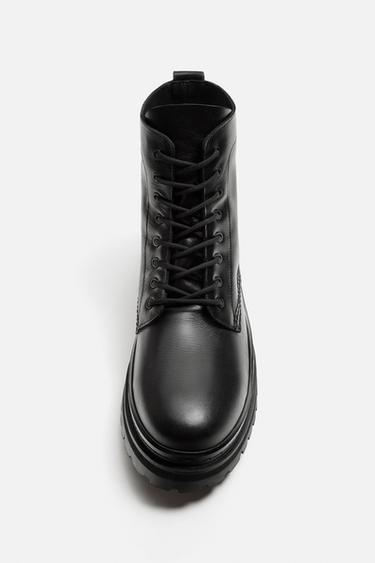 CHAUSSURES MONTANTES À LACETS EN CUIR - Noir de Zara - Image 4