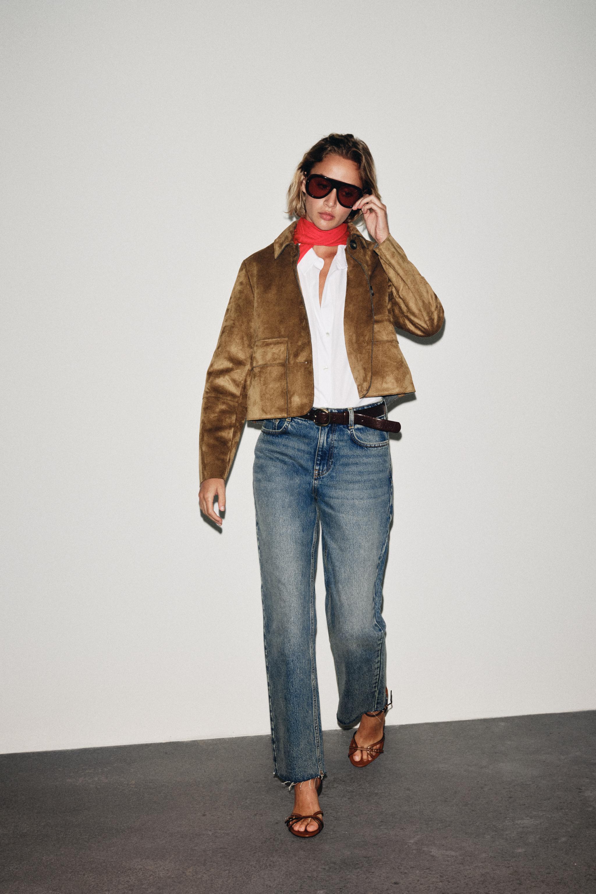 ZARA フェイクスエードクロップドジャケット ピンク EU XS クロップドジャケット – レディース | ZARA 日本