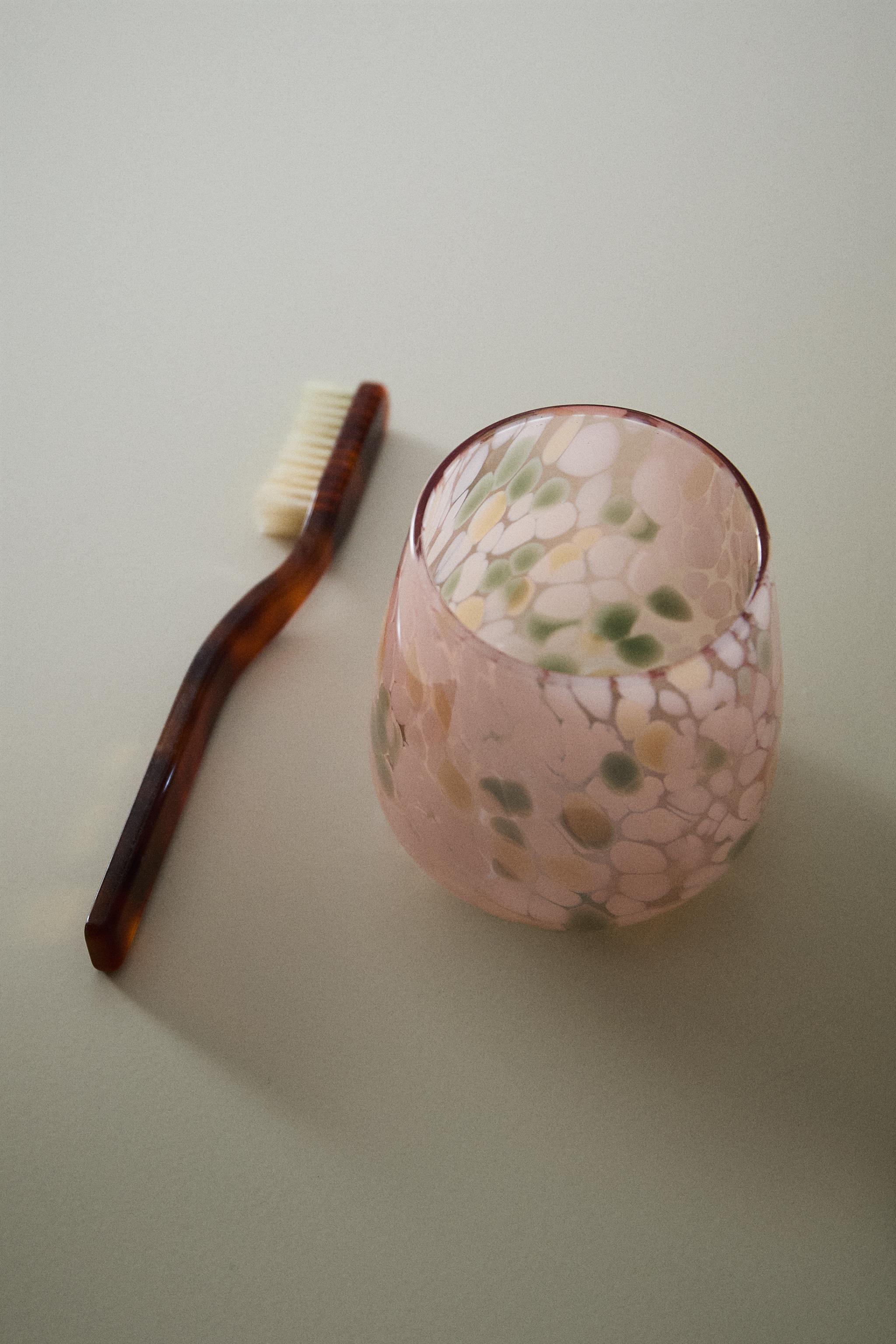 フローラル柄 ガラス歯ブラシスタンド - ピンク | ZARA Japan / 日本