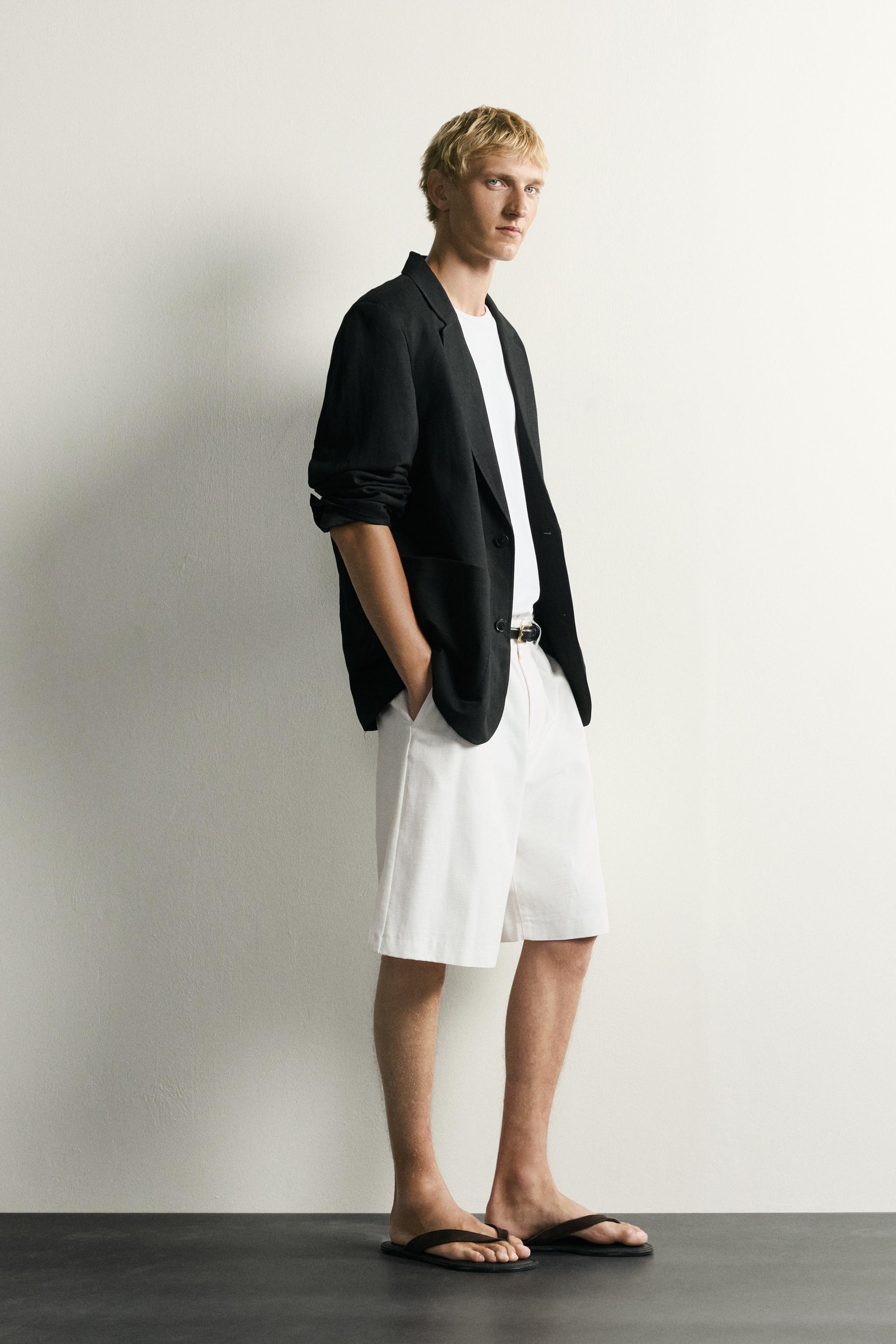 Мужские шорты Zara COTTON-LYOCELL WIDE FIT SHORTS — фото 4
