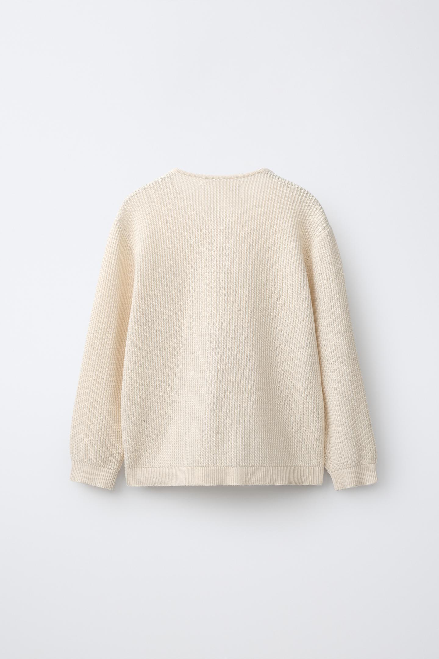 Детский свитер Zara Knit Henley, цвет: Экрю — фото 2