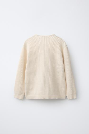 HENLEY-NECK KNIT JUMPER — Ecru 2