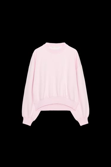 Zara BASIC PLUSH SWEATSHIRT - Pink