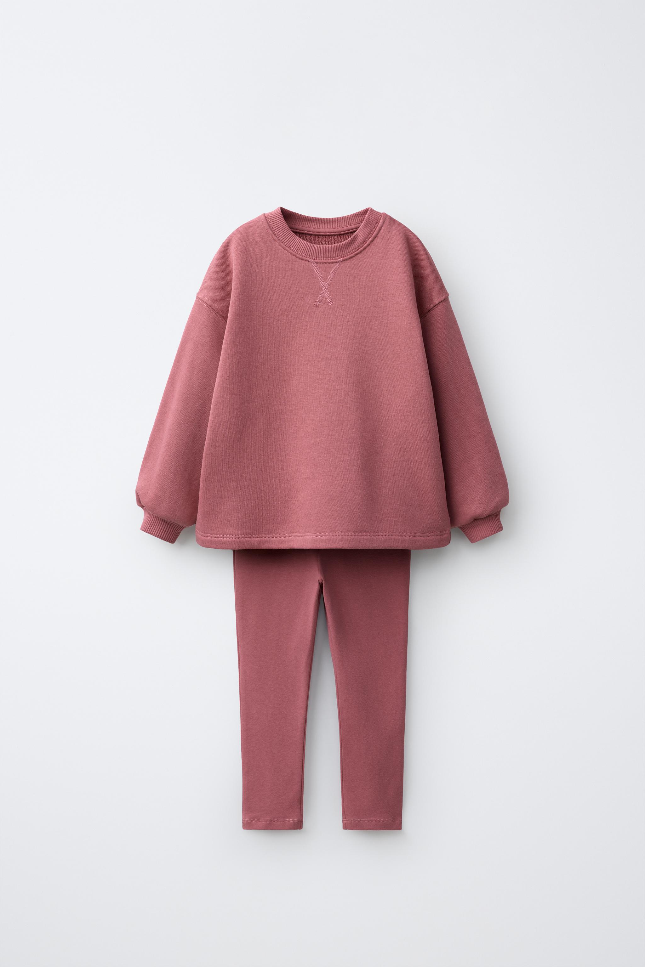 PLAIN SWEATSHIRT AND LEGGING SET — 140