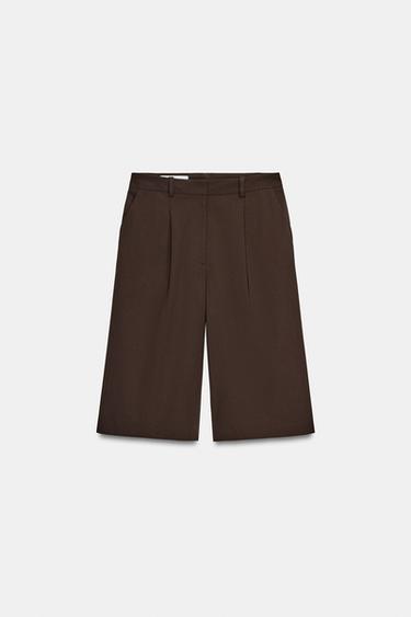 LONG BERMUDA SHORTS WITH DARTS - Brown by Zara - Image 6