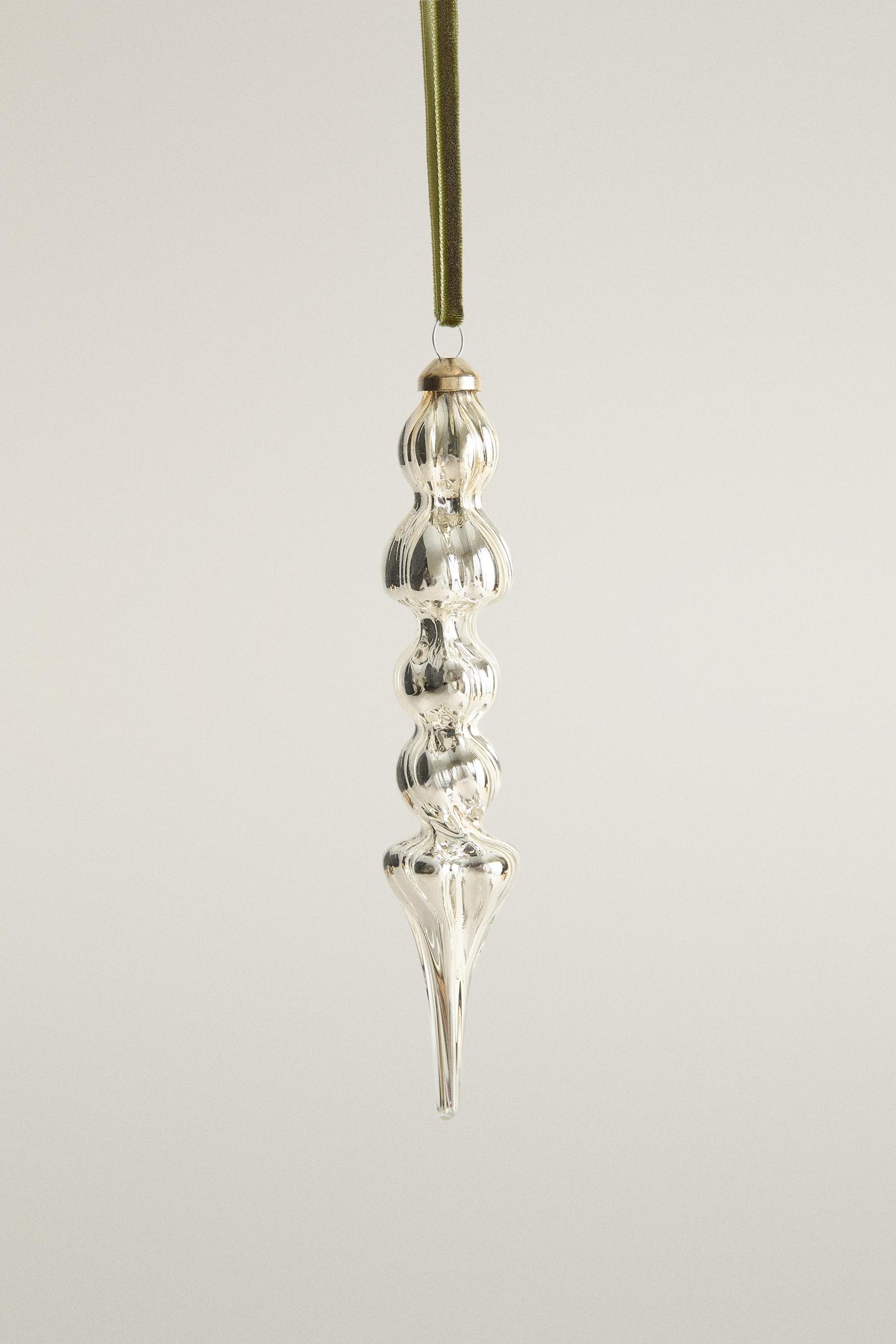 Ёлочные украшения Zara Elongated Sphere Christmas Tree Decoration, цвет: Серебряный — фото 1