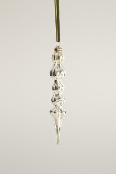 ELONGATED SPHERE CHRISTMAS TREE DECORATION — Silver 1