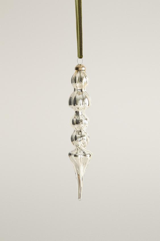 ELONGATED SPHERE CHRISTMAS ORNAMENT - Silver by Zara - Image 0