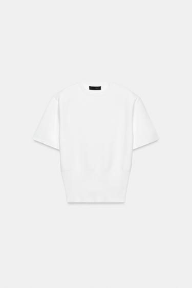 KNIT TOP WITH SHOULDER PADS - White by Zara