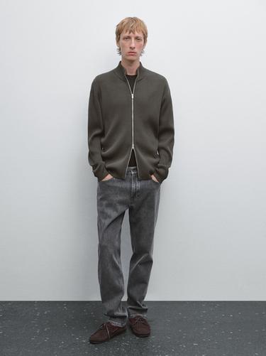 Cardigan à fermeture Éclair 100 % coton - Gris anthracite de Zara