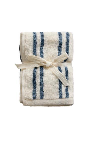 Zara PEŠKIR ZA RUKE SA DVOSTRUKIM PRUGAMA (KOMPLET OD 3) – prašnjavo plava