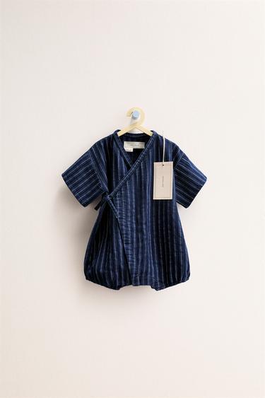 أفرول كيمونو مخطط - ZARA TIMELESS - نيلي الخاص بـ Zara