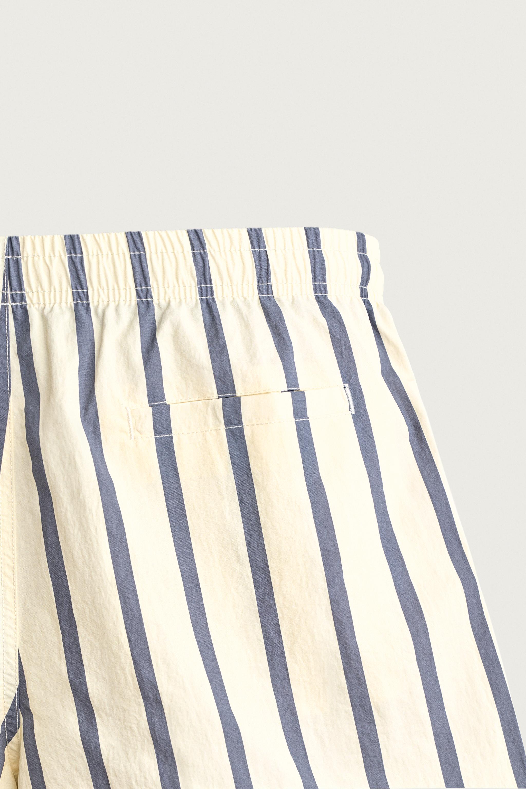 STRIPED MID-LENGTH SWIM SHORTS
