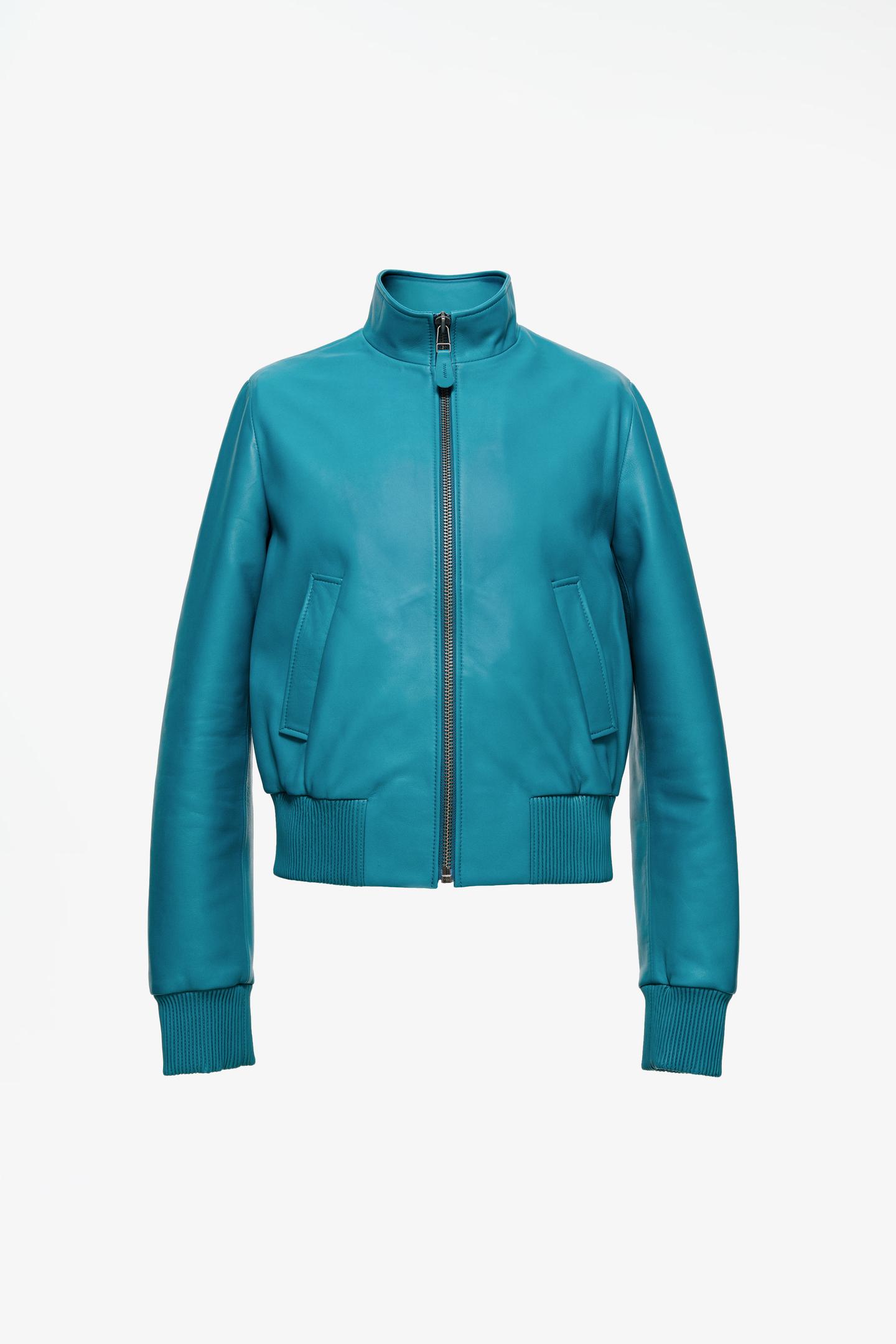 Мужская куртка Zara Limited Edition Cropped Leather, цвет: Светлый синий — фото 3