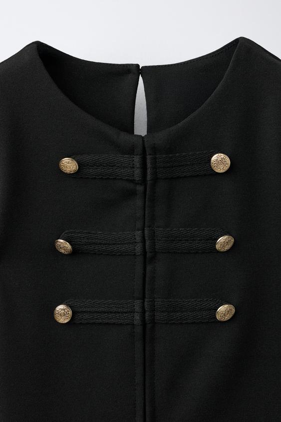 ROBE BALLON BOUTONS - Noir | ZARA France