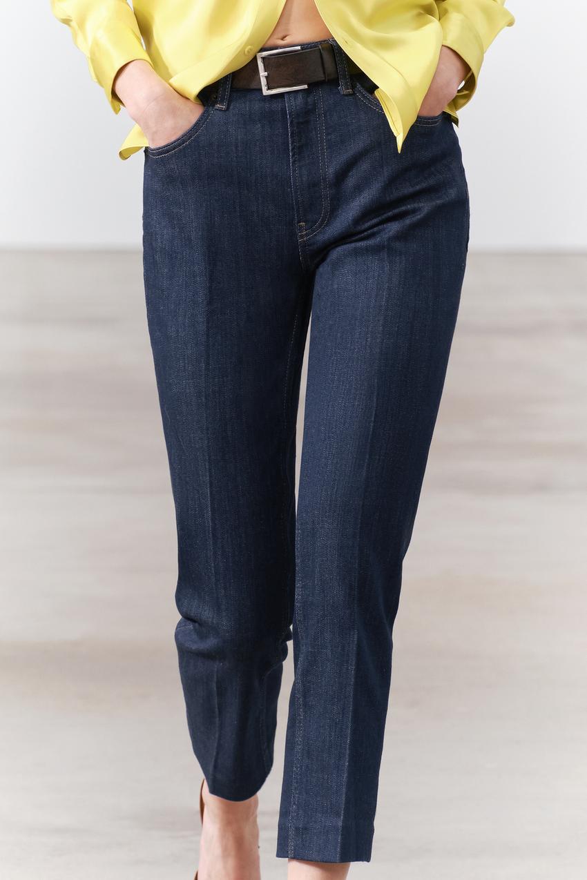ZW COLLECTION HIGH WAIST CROPPED BOOTCUT JEANS - Blue