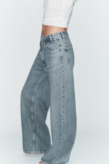 JEANS TRF WIDE LEG TAILLE CROISÉE TAILLE HAUTE - Bleu moyen de Zara - Image 4