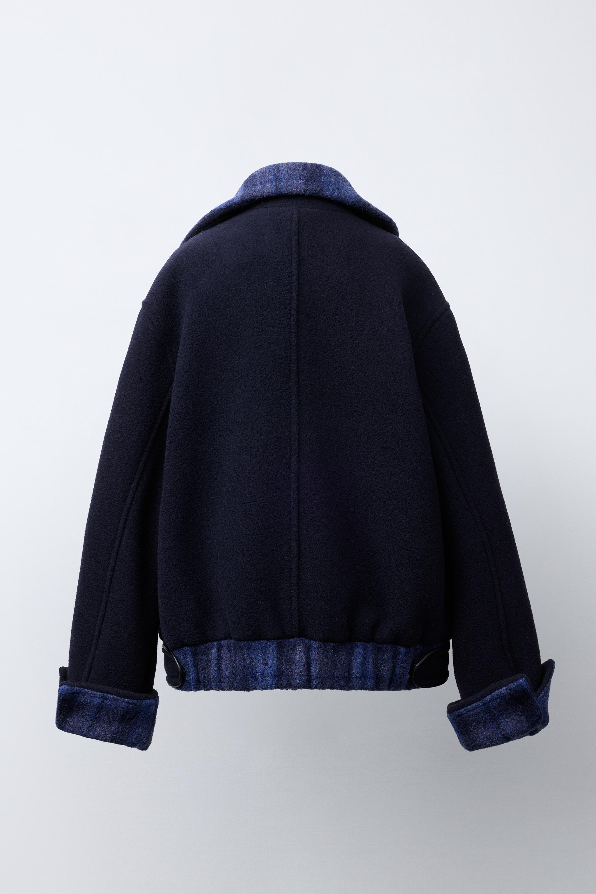 COMBINED CHECK COAT WITH WOOL - Dark navy | ZARA Georgia