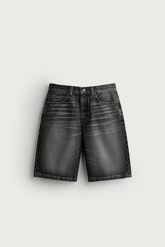 BERMUDA DENIM BAGGY FIT - Carbón de Zara - Imagen 0