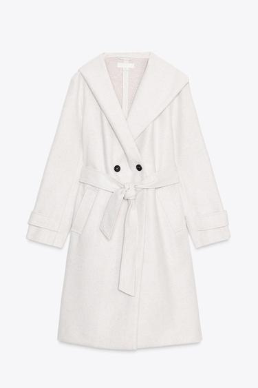 SOFT HOODED COAT - Ecru by Zara - Image 3